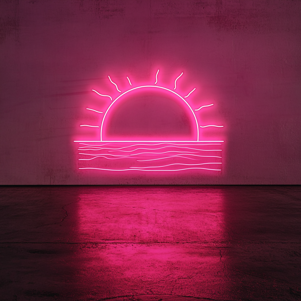 Sun and Sea - Pink Neon Sign, 18 Inches