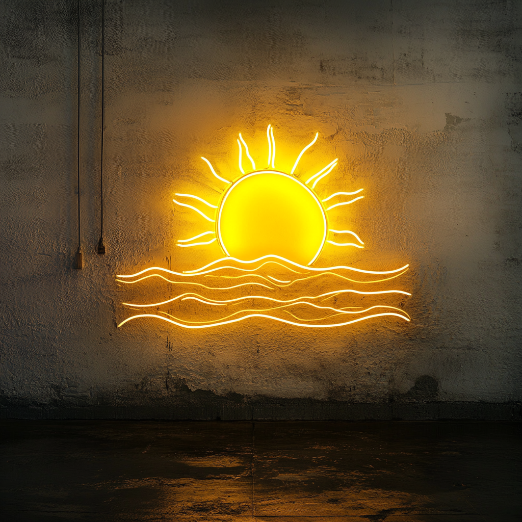 Sun and Sea - Yellow Neon Sign, 18 Inches