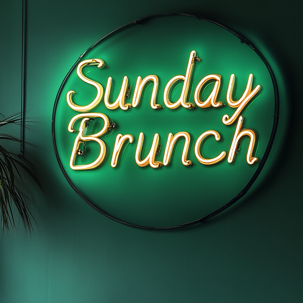 "Sunday Brunch" - Green Neon Sign, 24 Inches