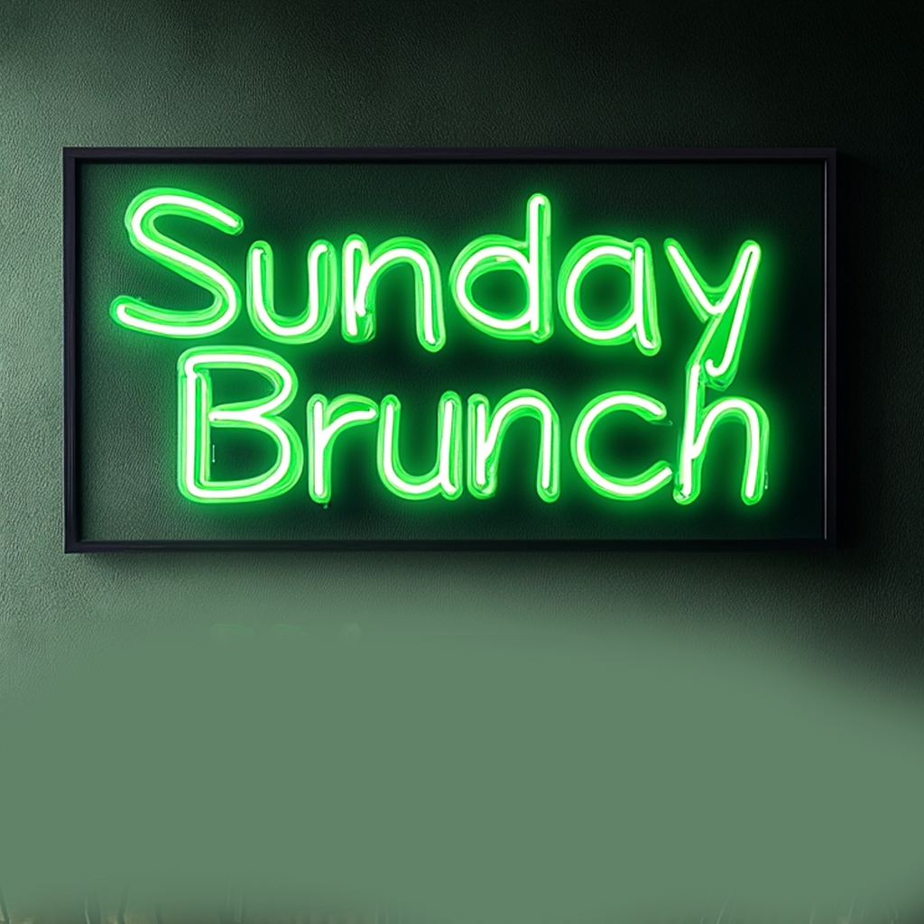 "Sunday Brunch" - Green Neon Sign, 24 Inches