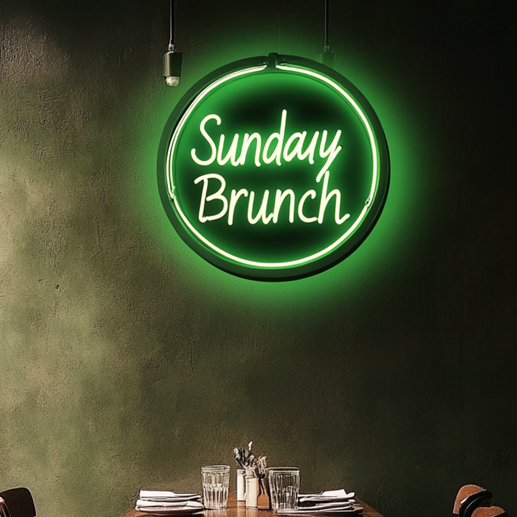 "Sunday Brunch" - Green Neon Sign, 24 Inches