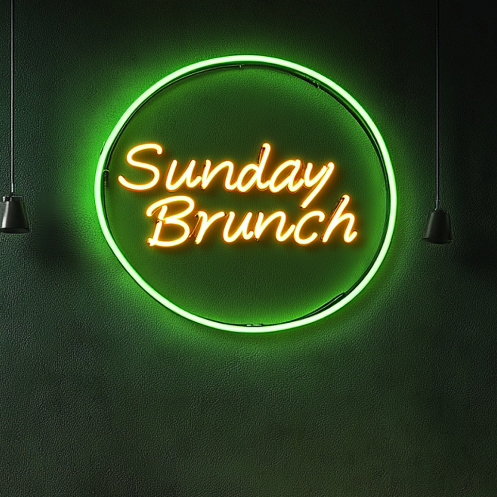 "Sunday Brunch" - Green Neon Sign, 24 Inches