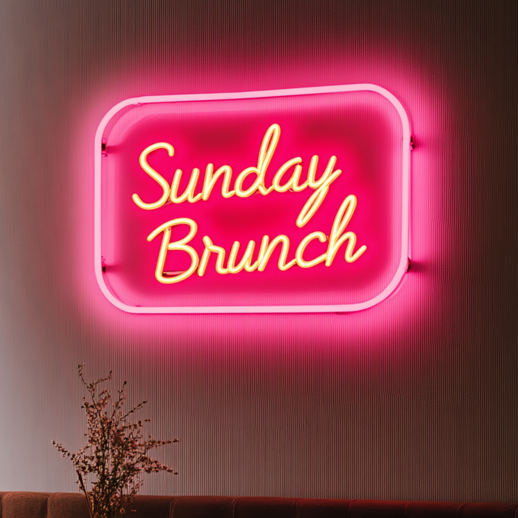 "Sunday Brunch" - Pink Neon Sign, 18 Inches