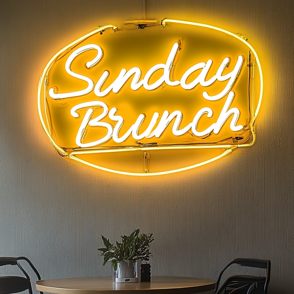 "Sunday Brunch" - Yellow Neon Sign, 24 Inches