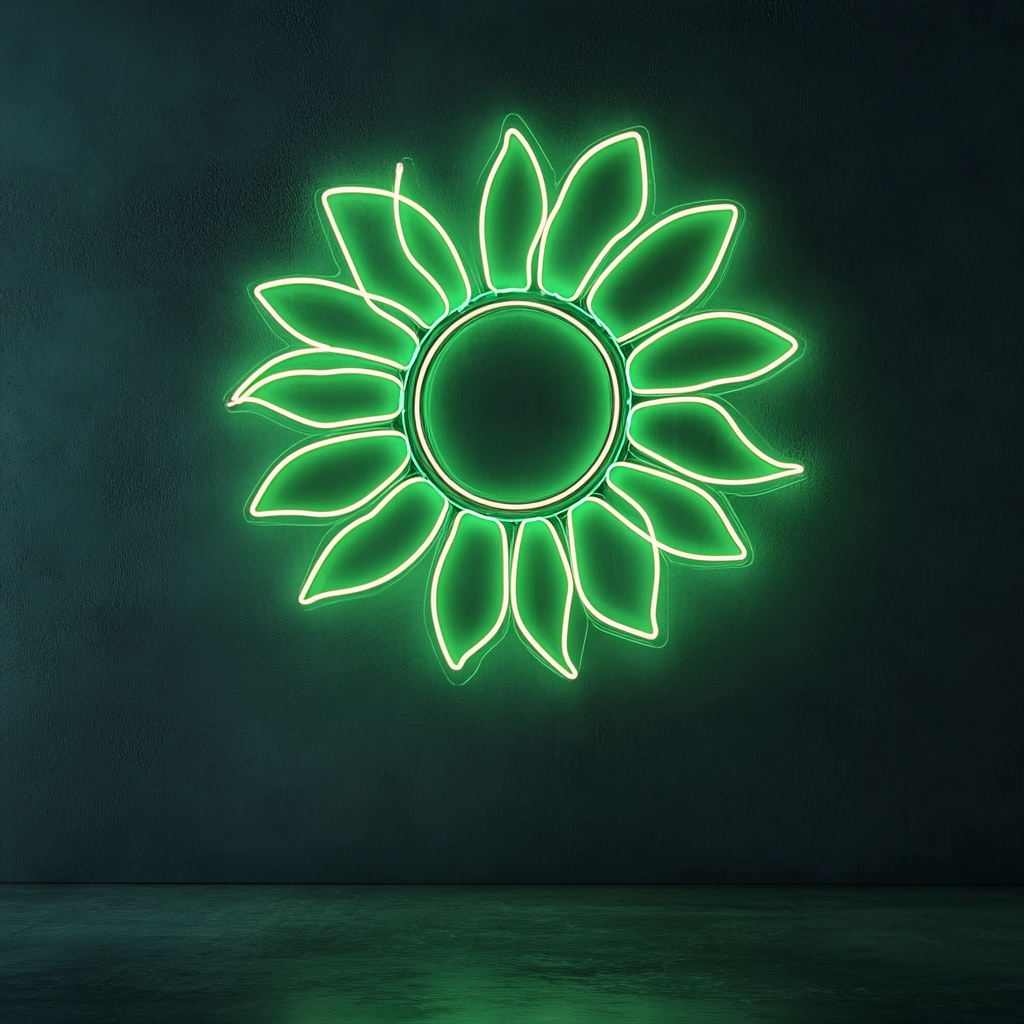 Sunflower - Green Neon Sign, 24 Inches