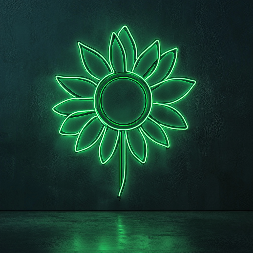 Sunflower - Green Neon Sign, 18 Inches