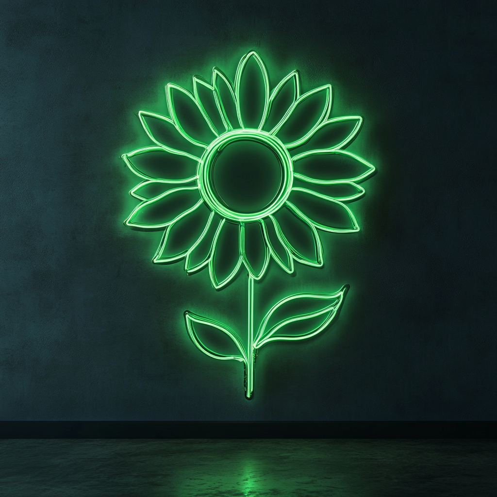 Sunflower - Green Neon Sign, 18 Inches