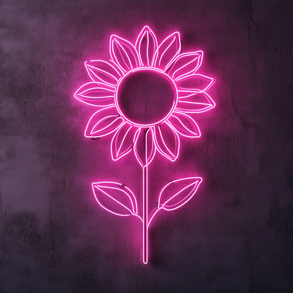 Sunflower - Pink Neon Sign, 24 Inches