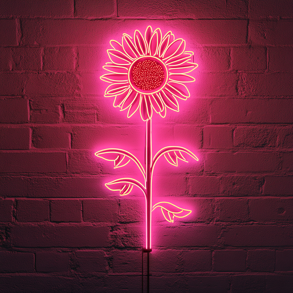Sunflower - Pink Neon Sign, 18 Inches