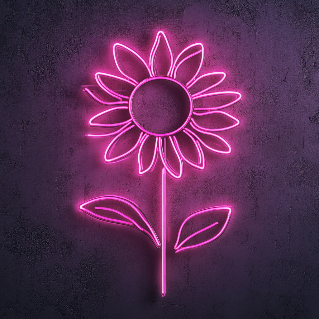 Sunflower - Pink Neon Sign, 18 Inches