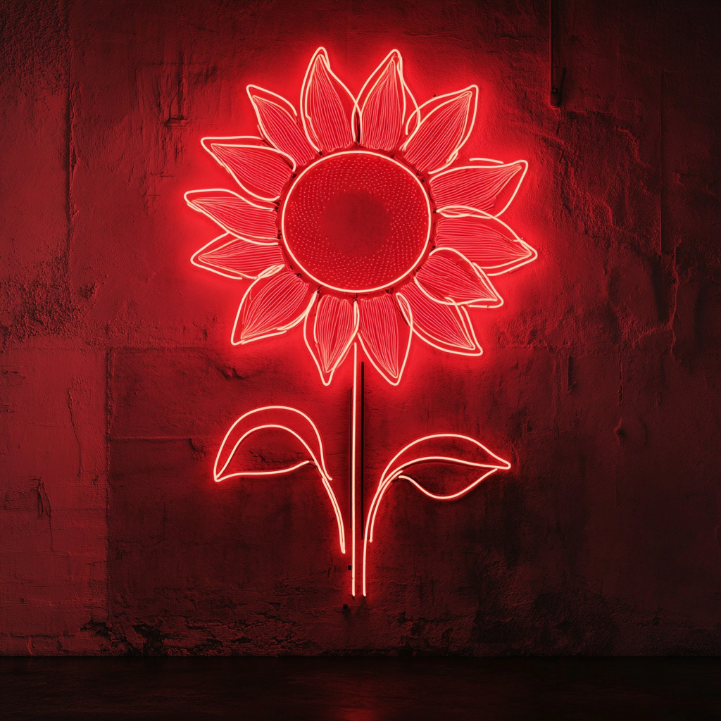 Sunflower - Red Neon Sign, 24 Inches