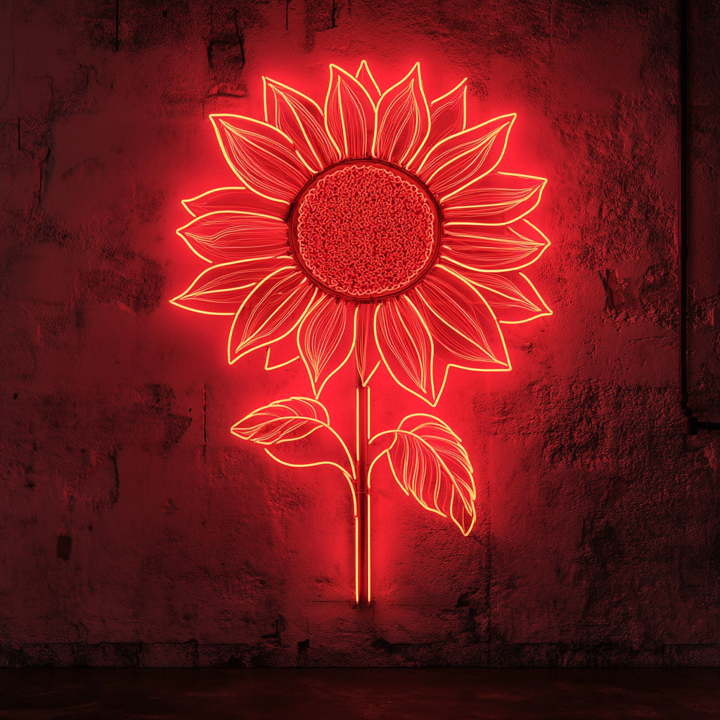 Sunflower - Red Neon Sign, 24 Inches