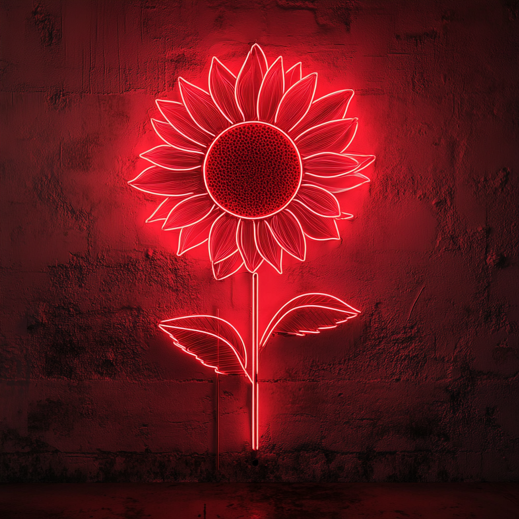 Sunflower - Red Neon Sign, 24 Inches