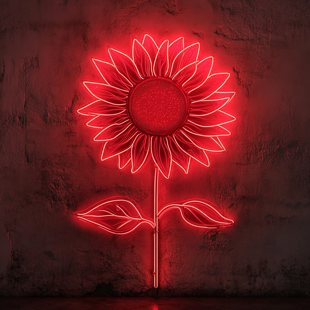 Sunflower - Red Neon Sign, 24 Inches