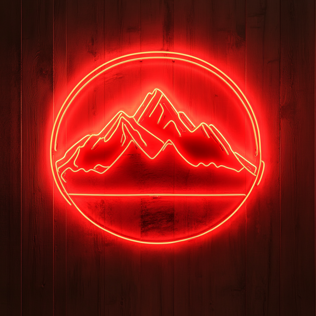 Sunset over Mountains - Red Neon Sign, 18 Inches