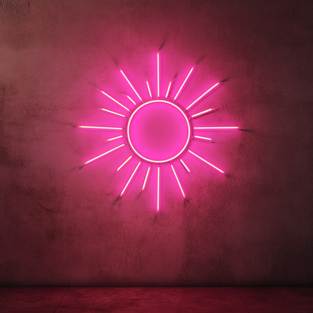 Sun with Rays - Pink Neon Sign, 24 Inches
