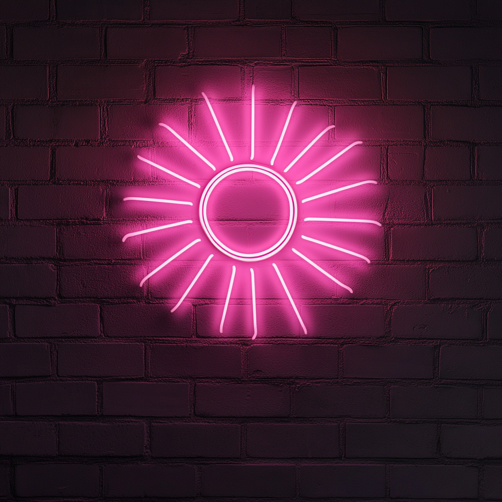 Sun with Rays - Pink Neon Sign, 18 Inches
