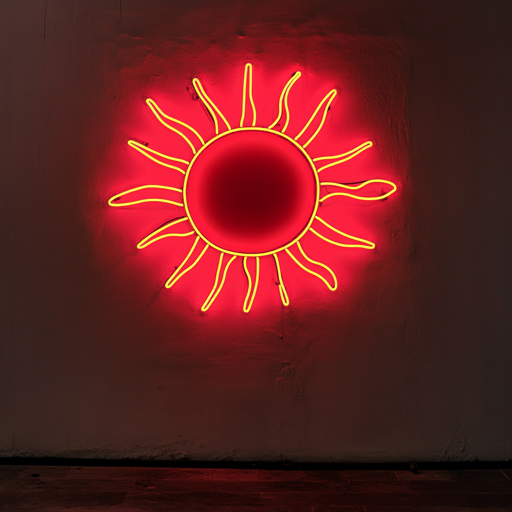 Sun with Rays - Red Neon Sign, 18 Inches
