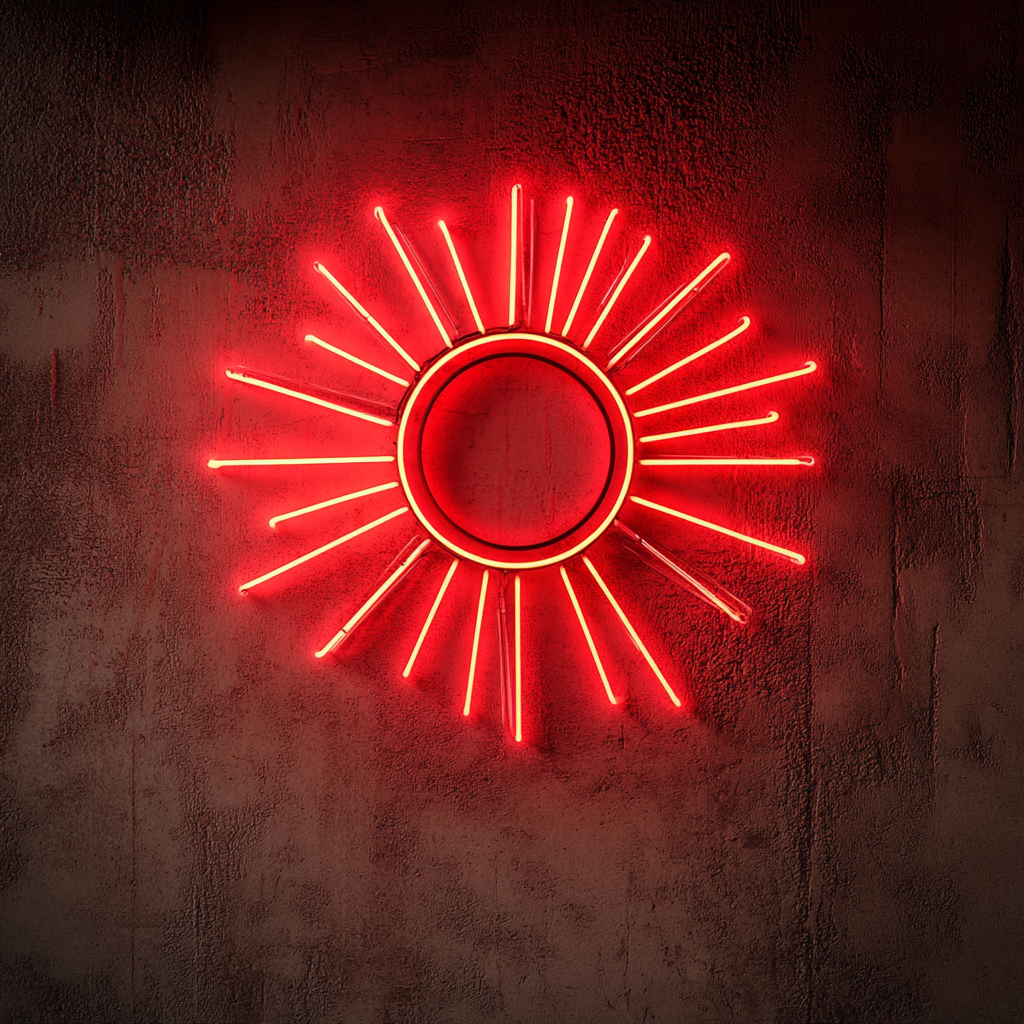Sun with Rays - Red Neon Sign, 24 Inches