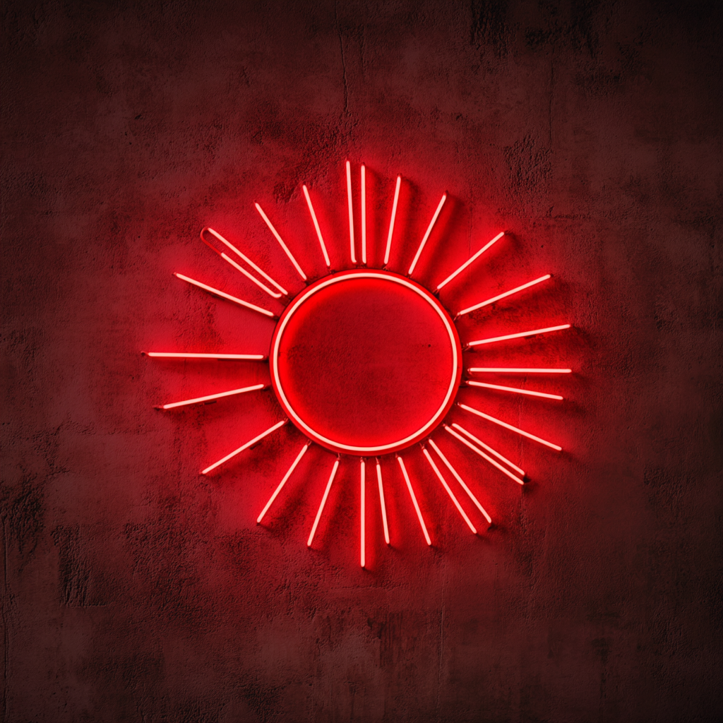 Sun with Rays - Red Neon Sign, 18 Inches