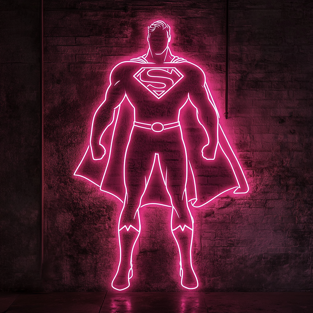 Superman - Pink Neon Sign, 18 Inches