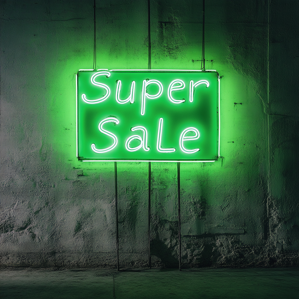 "Super Sale" - Green Neon Sign, 24 Inches