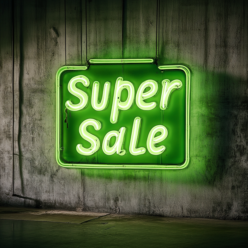 "Super Sale" - Green Neon Sign, 24 Inches