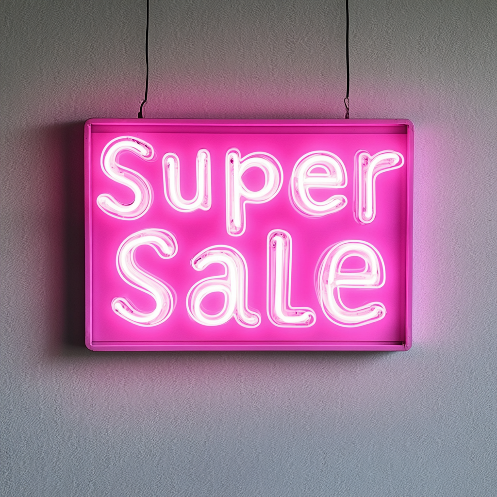 "Super Sale" - Pink Neon Sign, 24 Inches