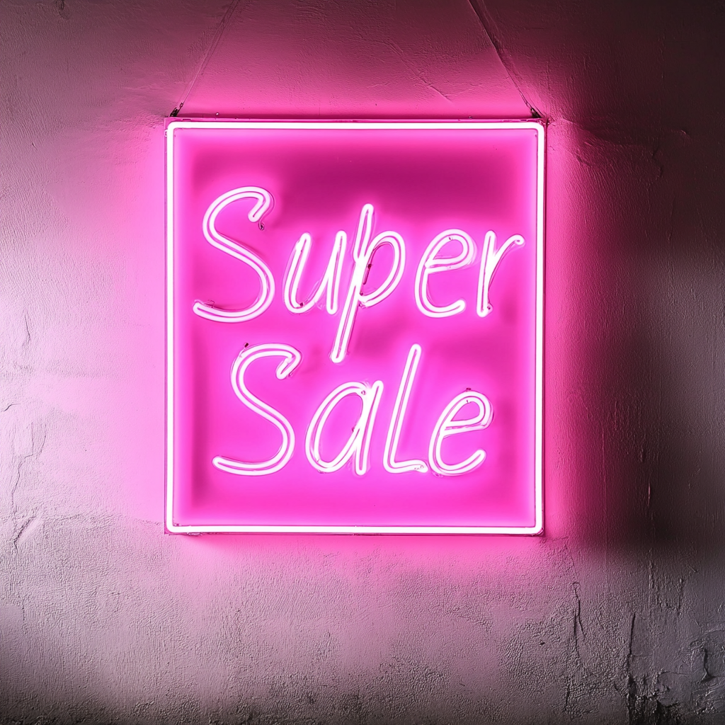 "Super Sale" - Pink Neon Sign, 24 Inches