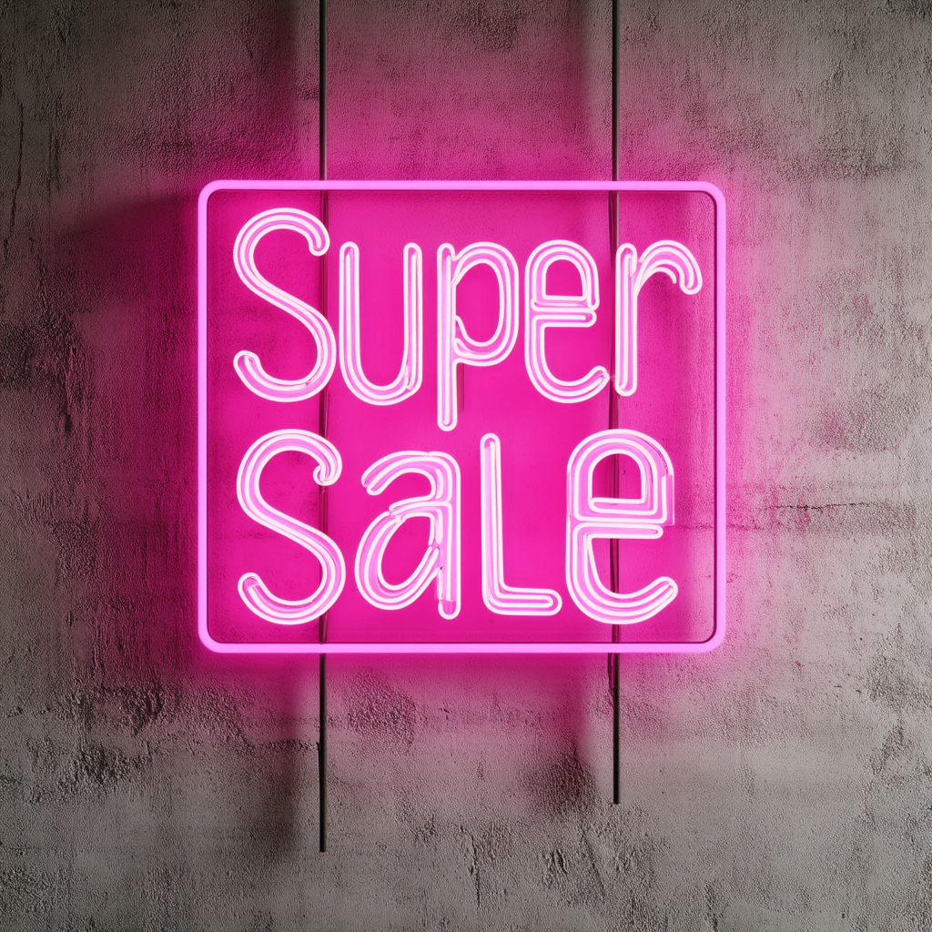 "Super Sale" - Pink Neon Sign, 24 Inches