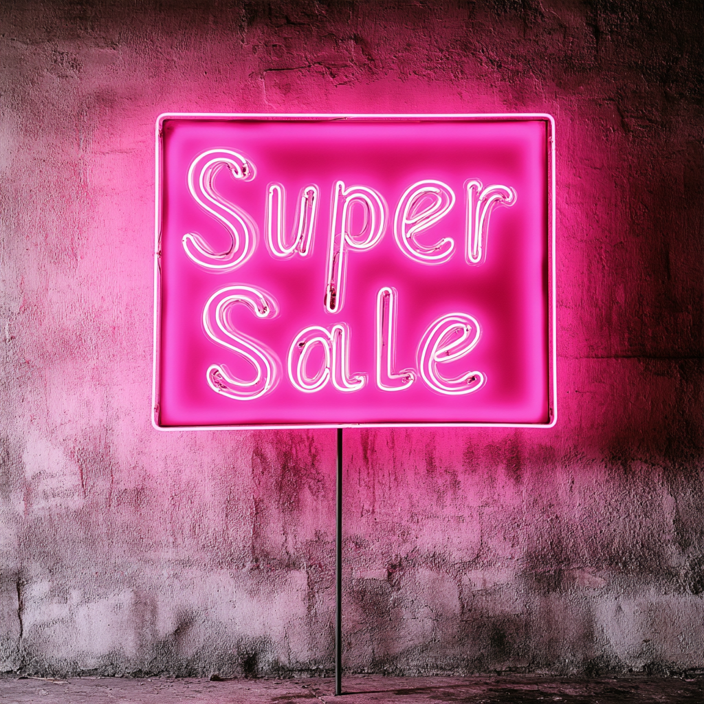 "Super Sale" - Pink Neon Sign, 24 Inches
