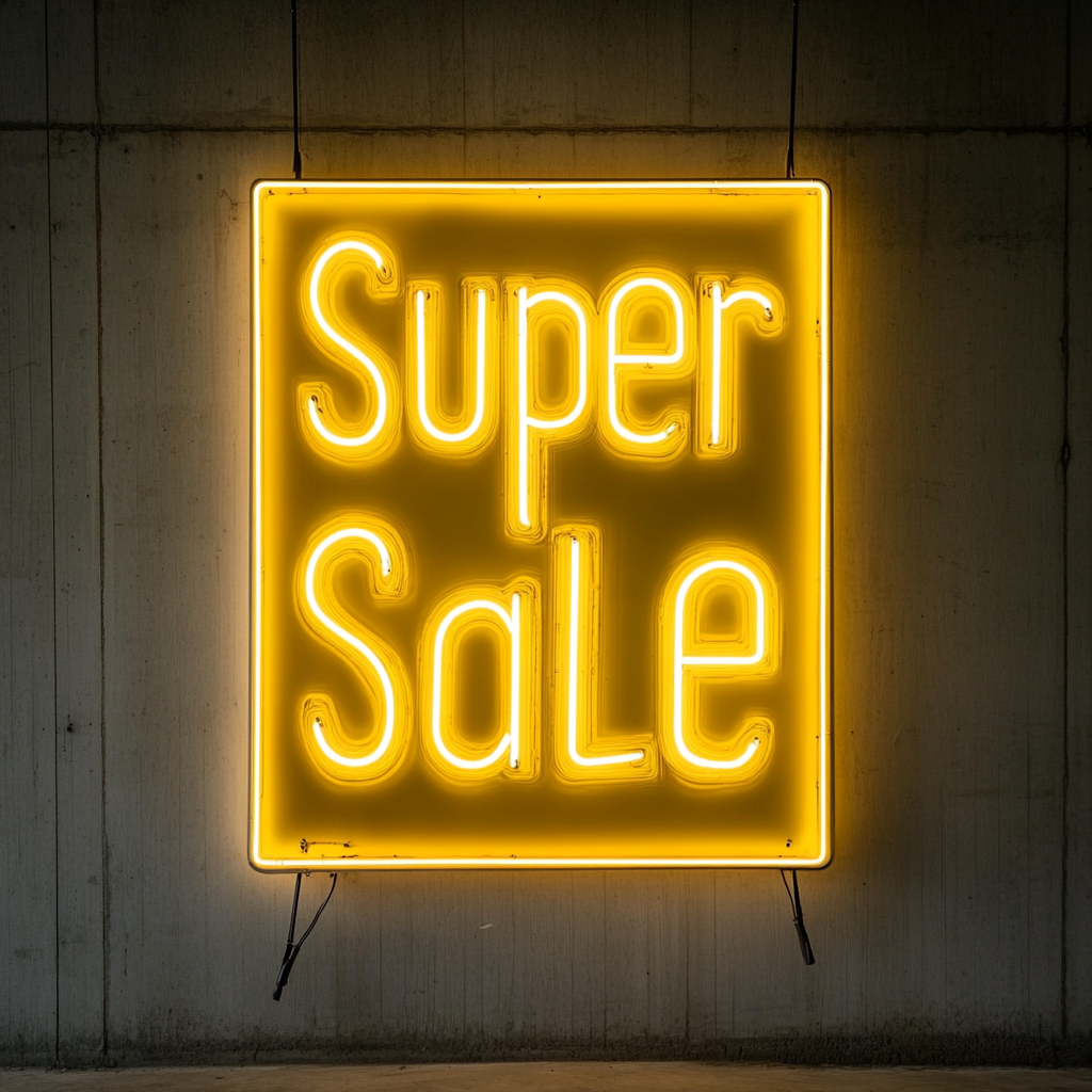 "Super Sale" - Yellow Neon Sign, 24 Inches