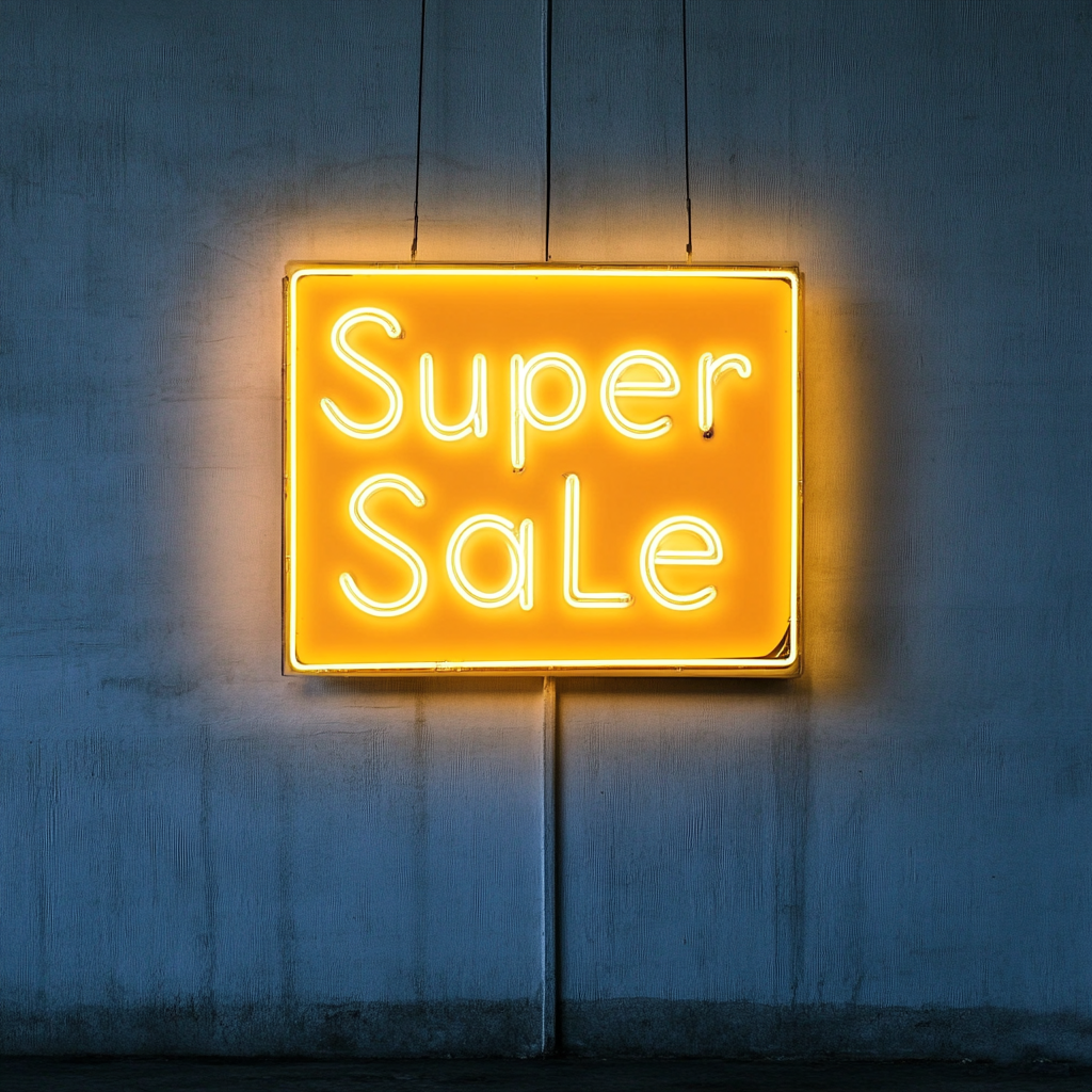 "Super Sale" - Yellow Neon Sign, 24 Inches