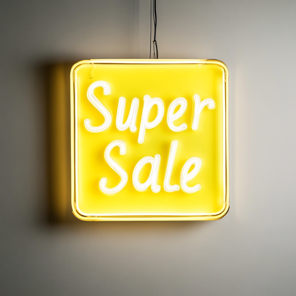 "Super Sale" - Yellow Neon Sign, 24 Inches