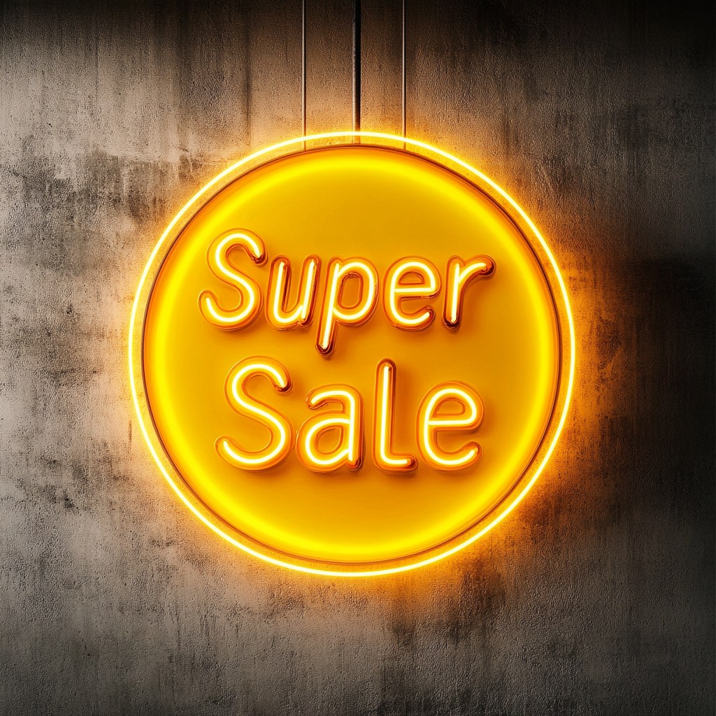 "Super Sale" - Yellow Neon Sign, 24 Inches