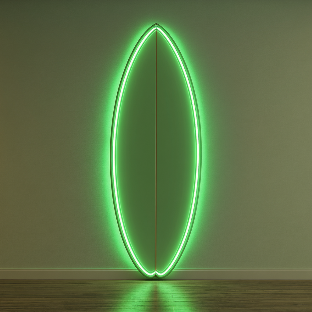 Surfboard - Green Neon Sign, 18 Inches