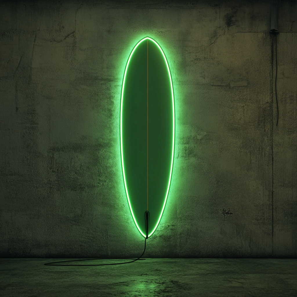 Surfboard - Green Neon Sign, 18 Inches