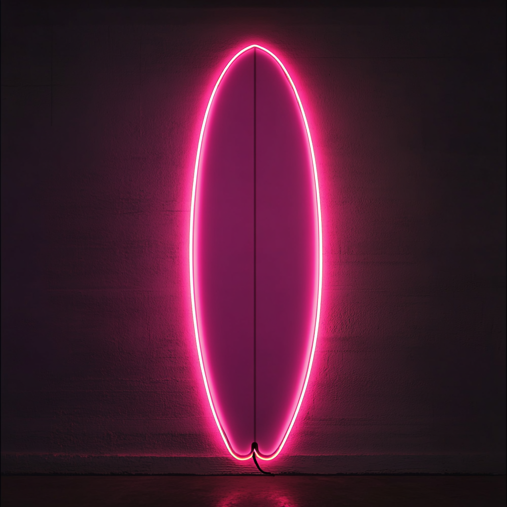 Surfboard - Pink Neon Sign, 24 Inches