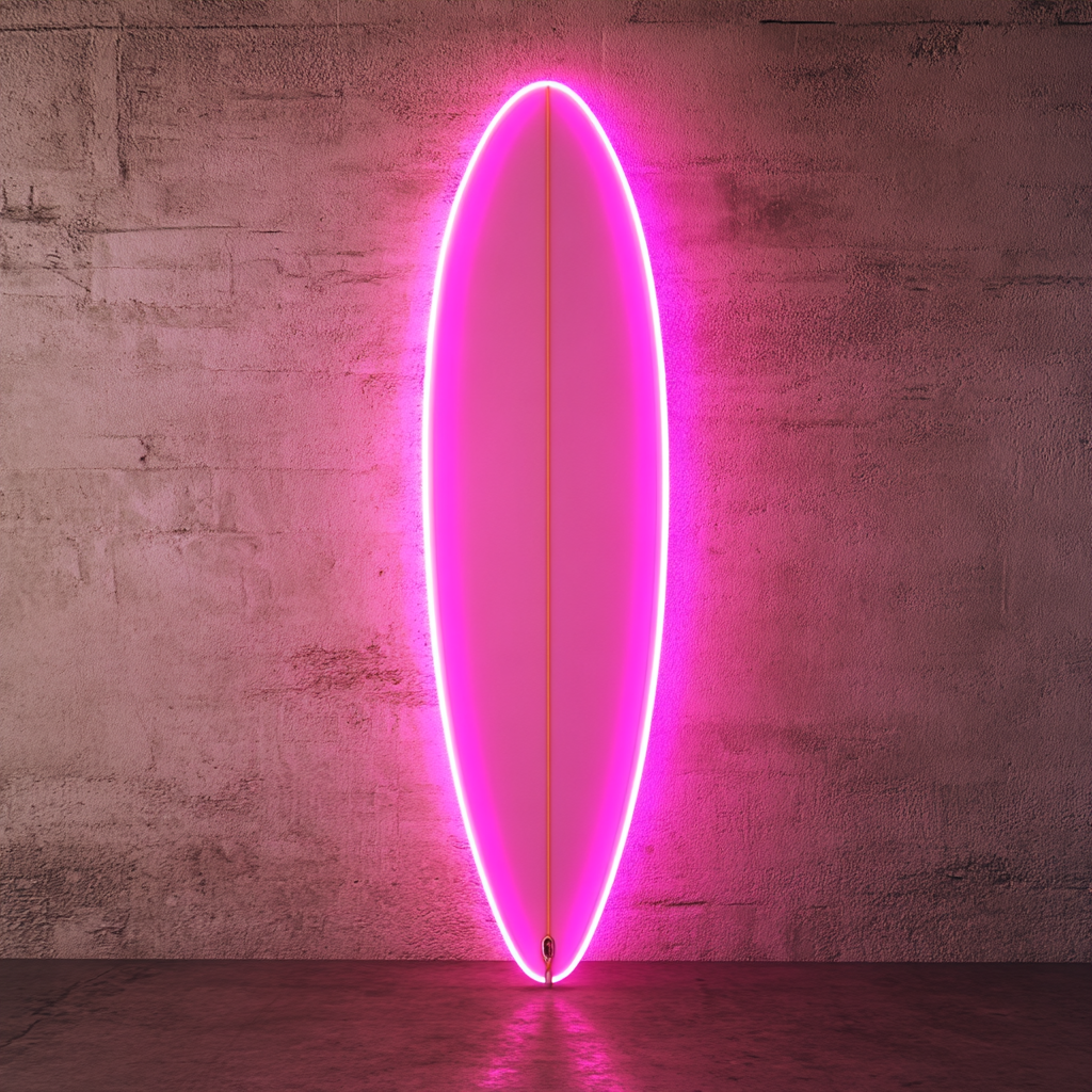 Surfboard - Pink Neon Sign, 18 Inches