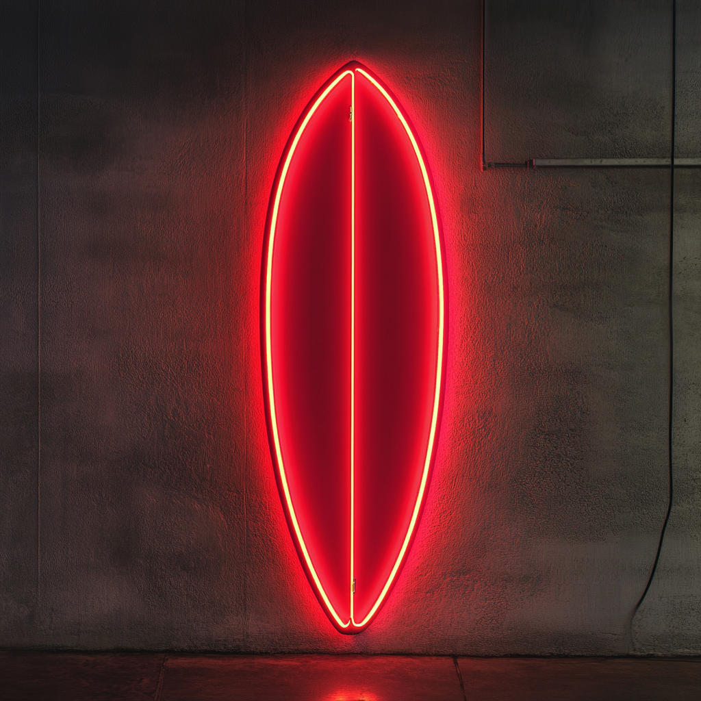Surfboard - Red Neon Sign, 18 Inches