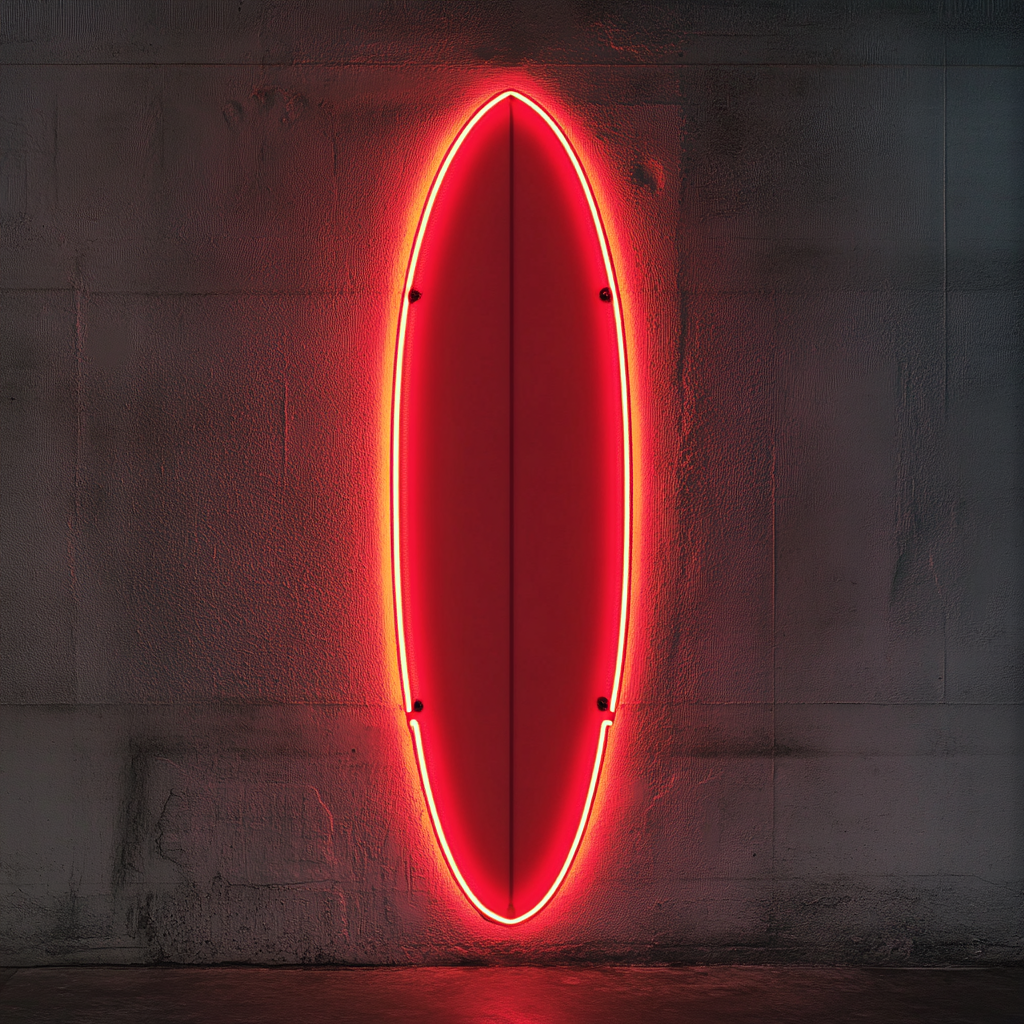 Surfboard - Red Neon Sign, 18 Inches