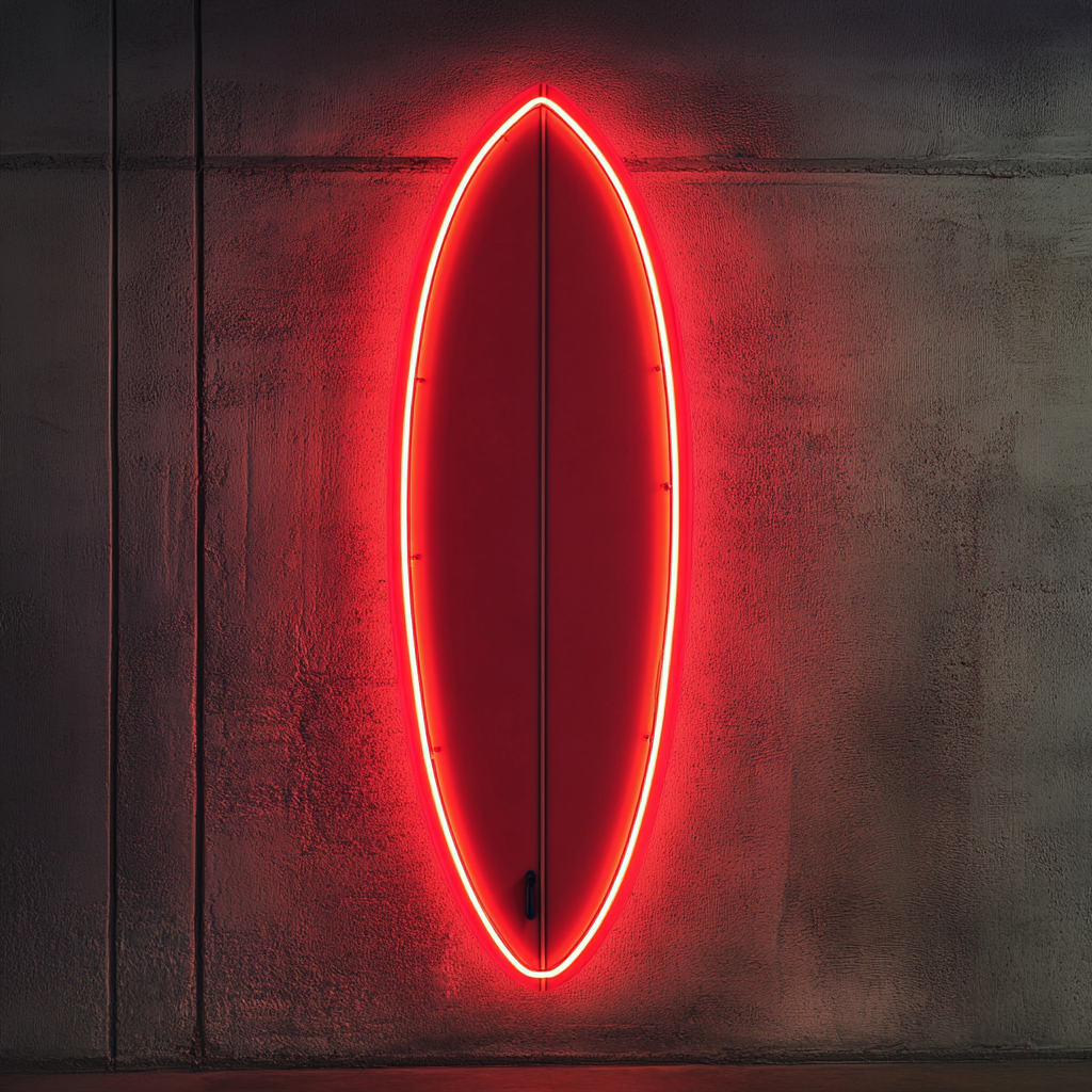 Surfboard - Red Neon Sign, 18 Inches