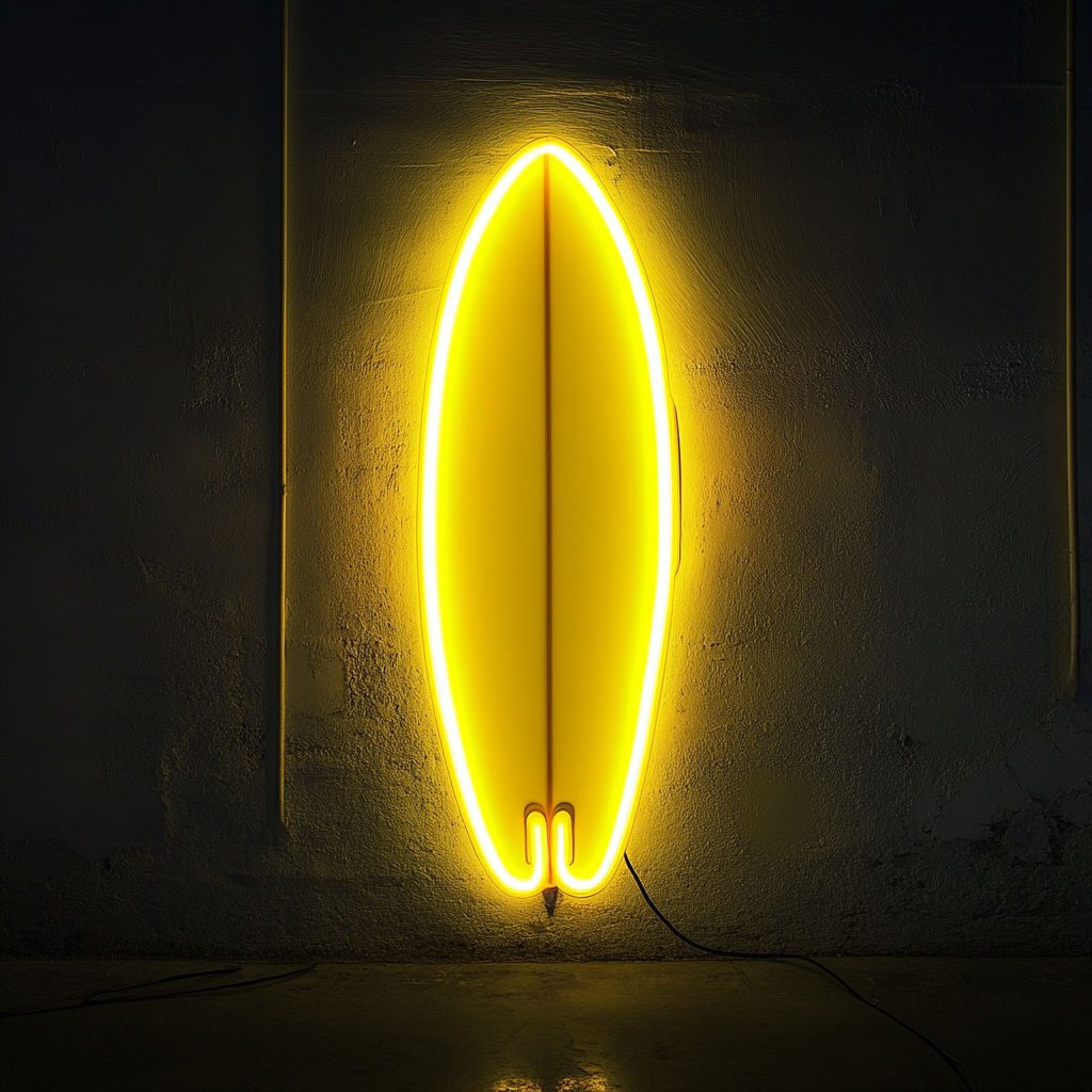 Surfboard - Yellow Neon Sign, 18 Inches