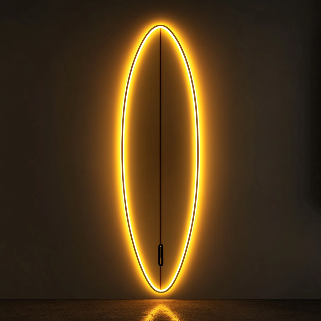 Surfboard - Yellow Neon Sign, 18 Inches