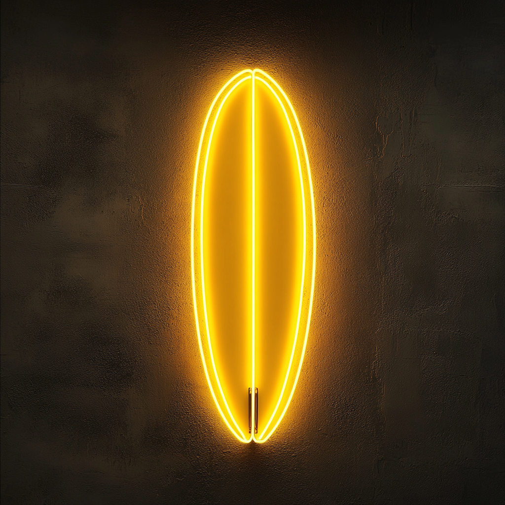 Surfboard - Yellow Neon Sign, 24 Inches