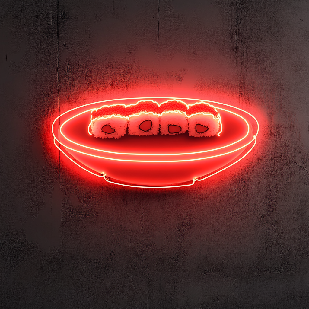 Sushi Plate - Red Neon Sign, 18 Inches