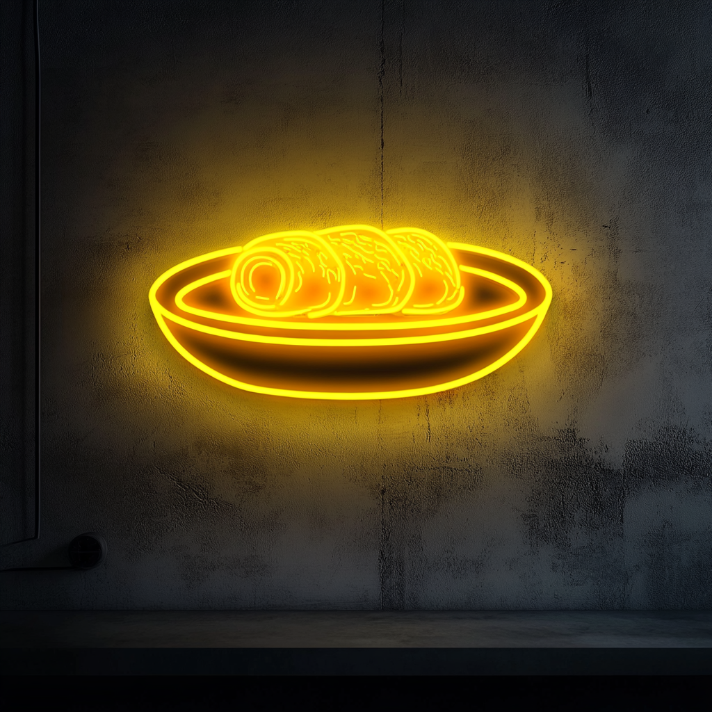 Sushi Plate - Yellow Neon Sign, 18 Inches