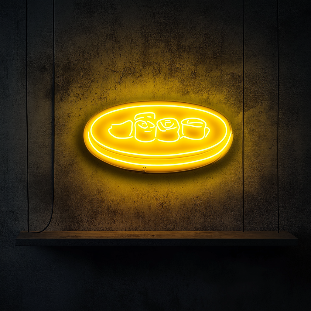 Sushi Plate - Yellow Neon Sign, 24 Inches