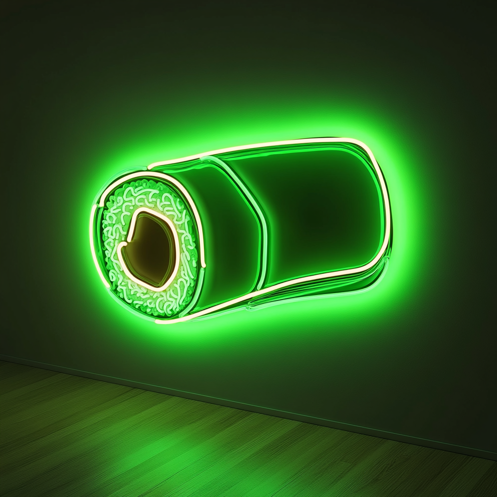 Sushi Roll - Green Neon Sign, 18 Inches