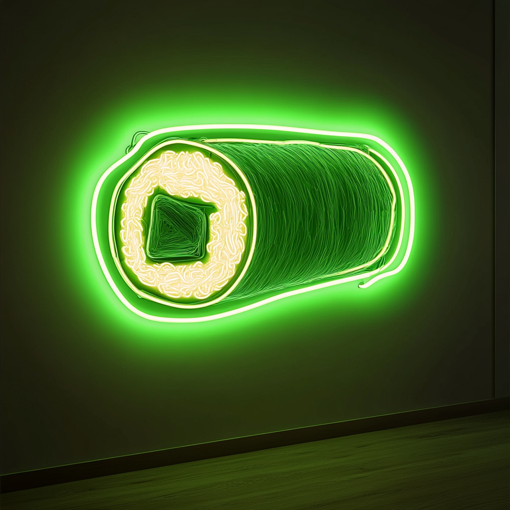 Sushi Roll - Green Neon Sign, 18 Inches